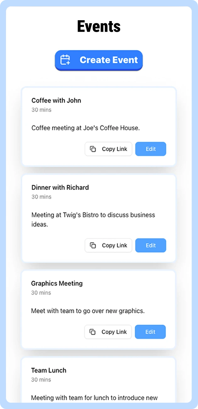 Calendra events view