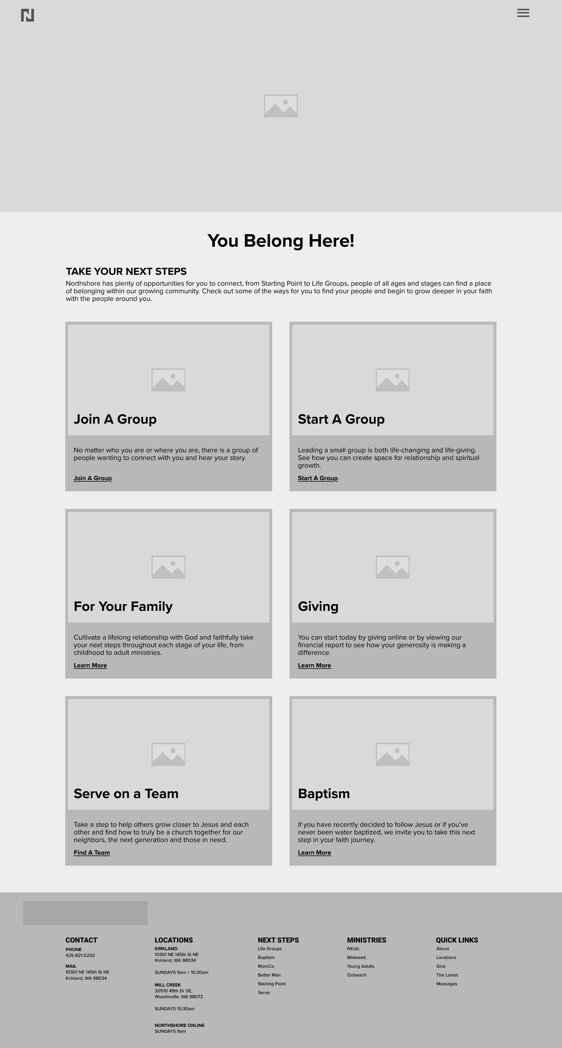 wireframe of northshore next steps page