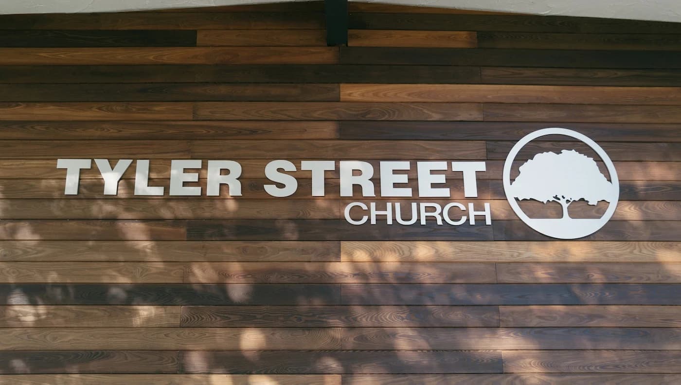 tyler street church logo on front of building