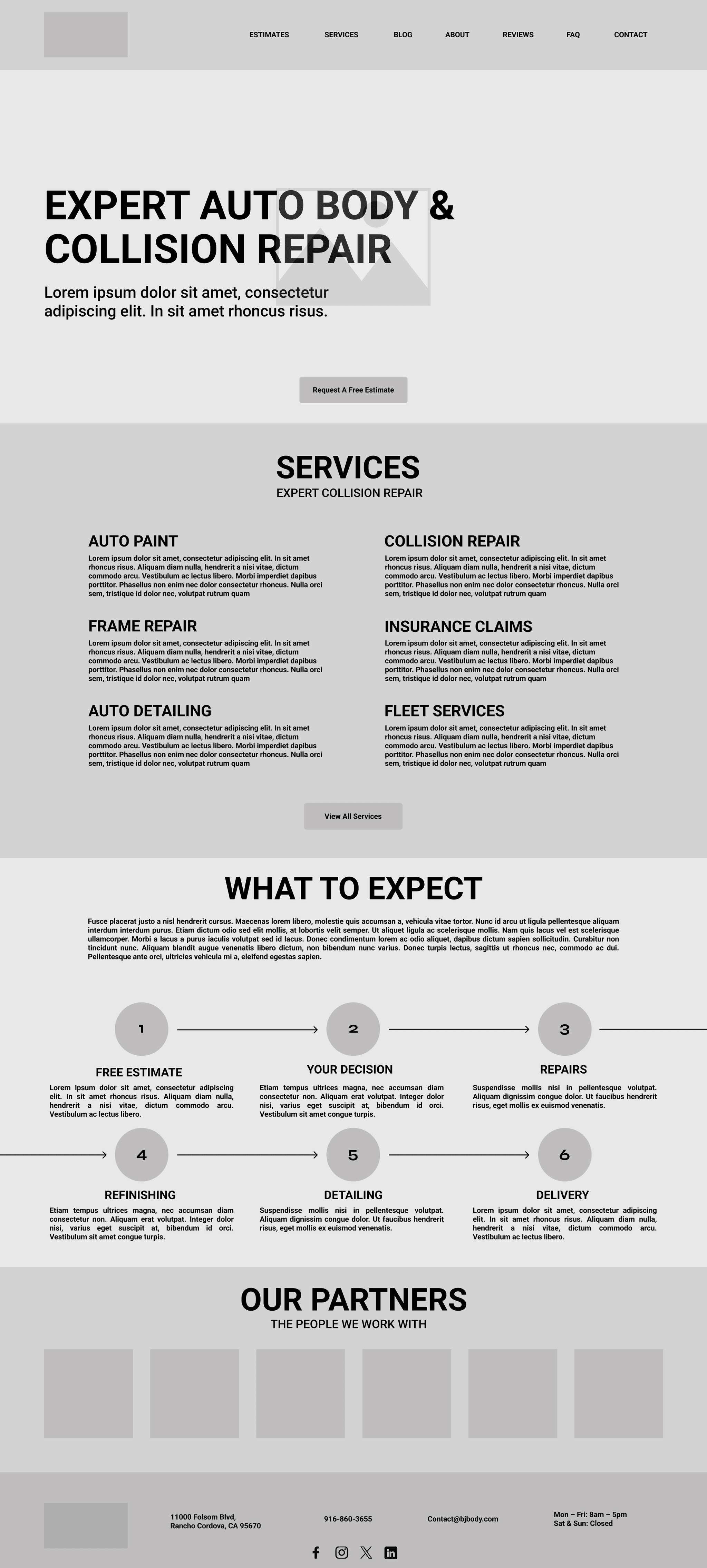 wireframe of b&j body home page