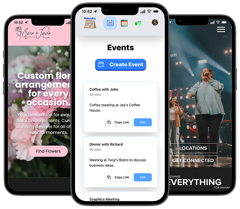 image of three mockup mobile phones